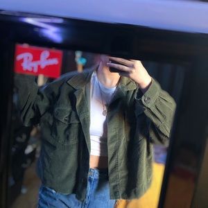 Olive green cropped jacket